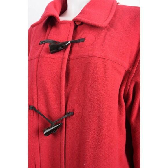 Vintage L.L. Bean Womans Red Toggle Coat Jacket Duffle Wool SLarge Petite PL - Picture 3 of 6